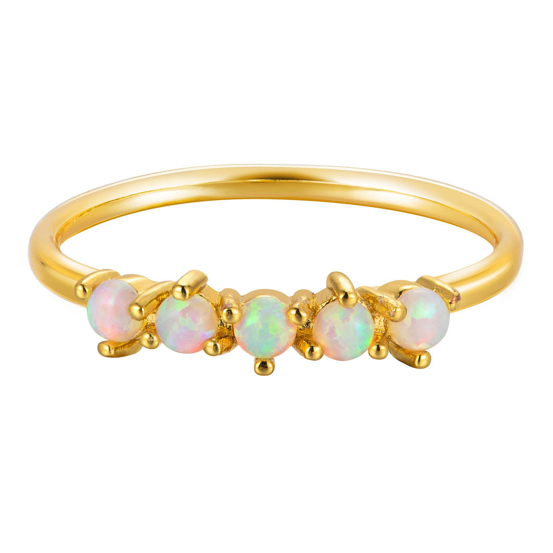 5 Stone Ring with Light Blue Opal midi ring
